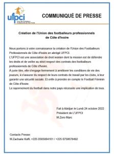 Communiqué de l'UFPCI